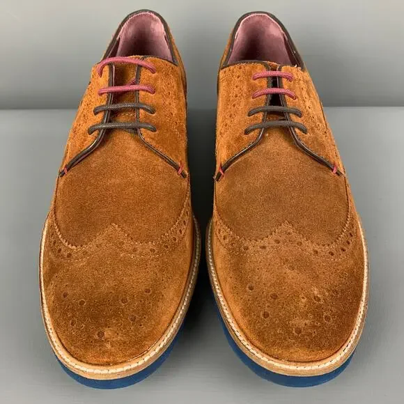TED BAKER Size 11 Brown Perforated Leather Wingtip Lace Up Shoes